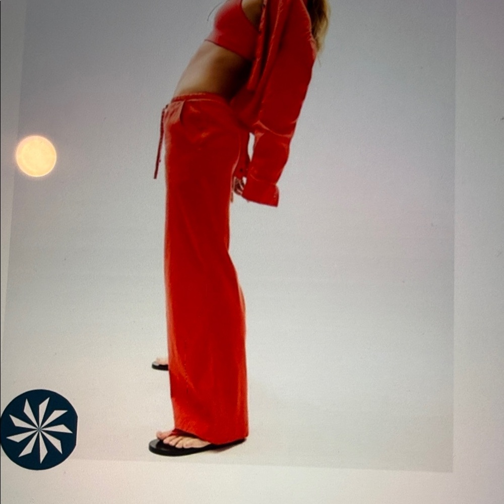 Athleta Paradise Mid Rise Wide Leg Red Pants - Size Medium